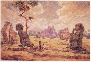 Oil painting. Temple ruins in Candi Sewu unknow artist